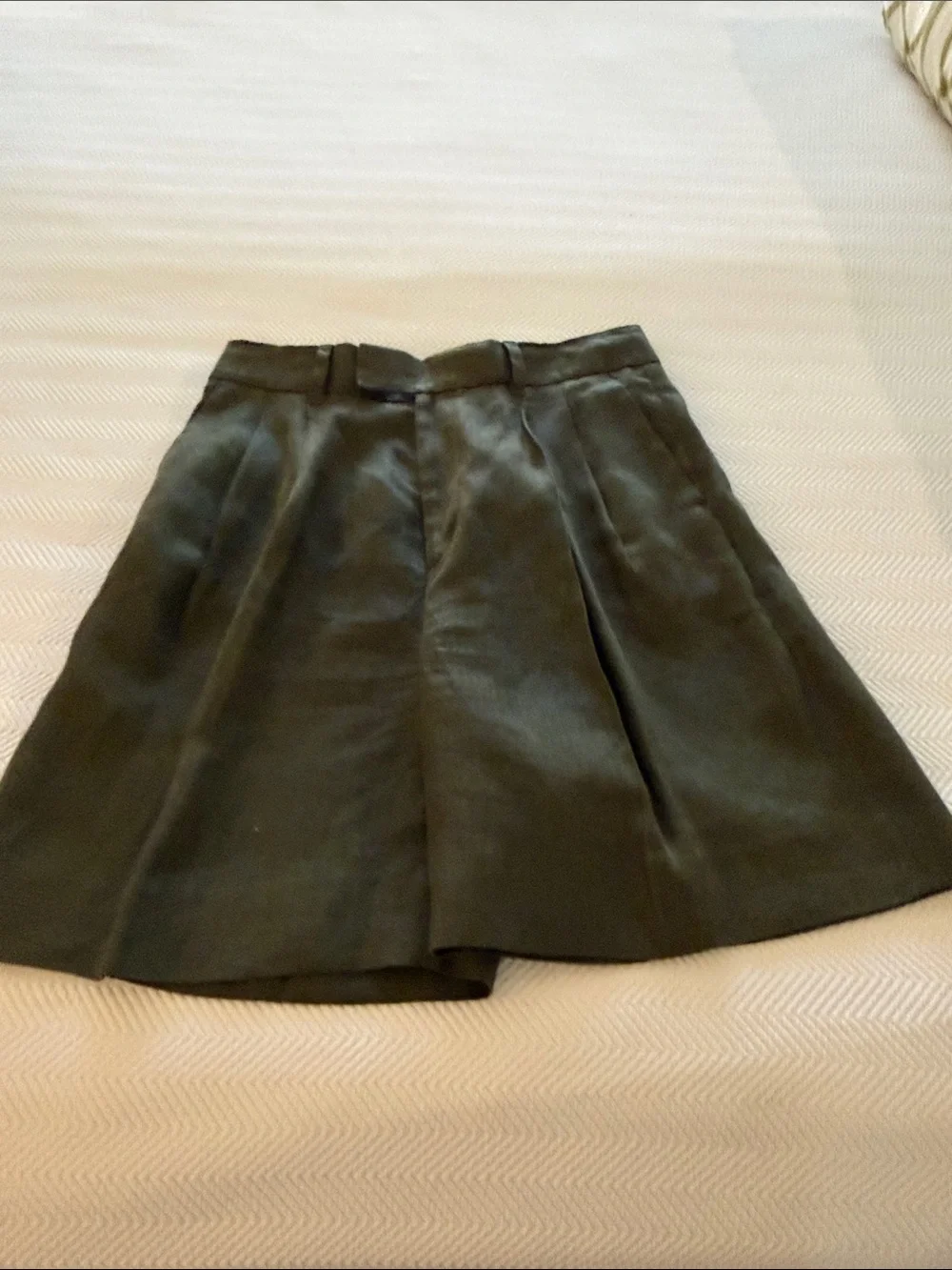 Banana Republic Palma Linen Pleated shorts in Olive Green